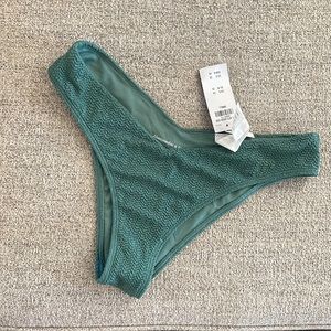 Abercrombie and Fitch Women's Tall-Side High-Leg Cheeky Bikini Bottoms Olive Sm